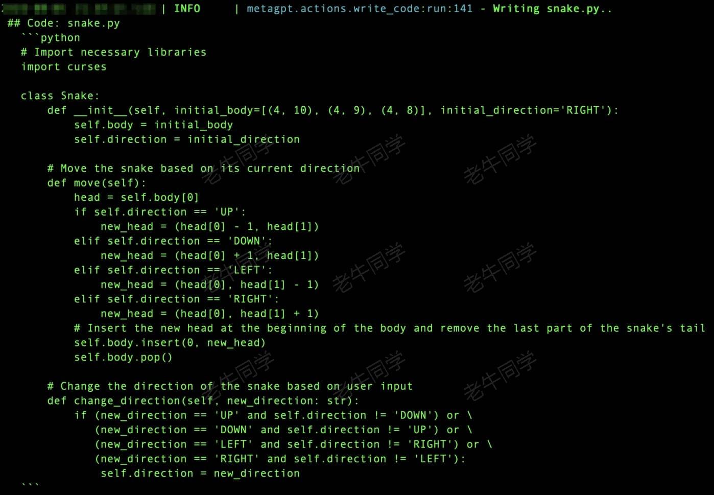 snake.py 代码实现