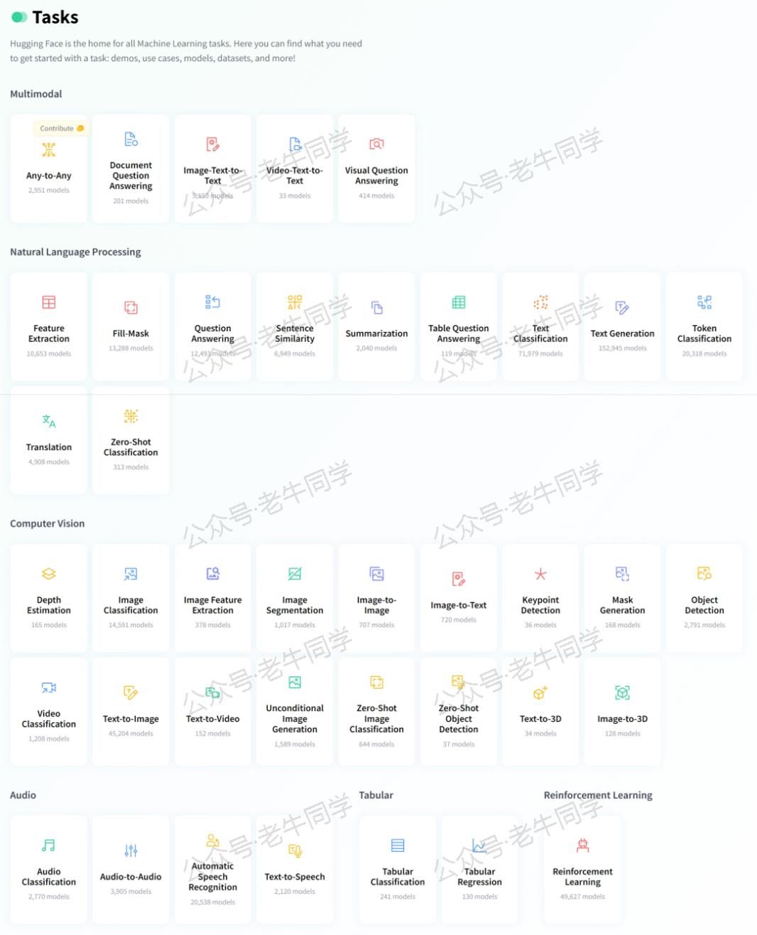 Hugging Face 官网任务分类